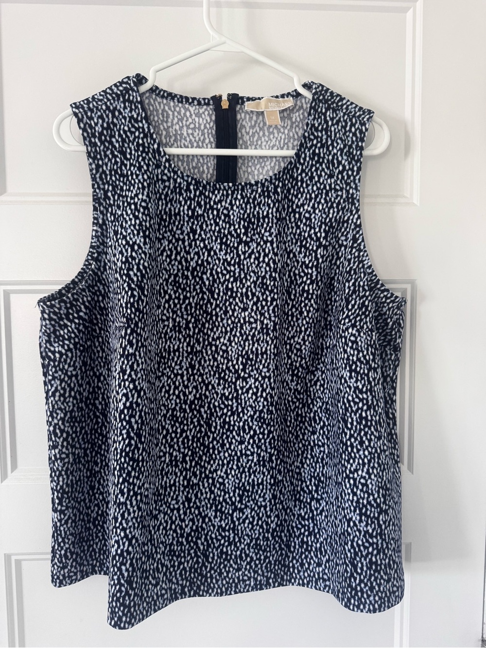 MICHAEL Michael Kors Navy and White Textured Dot Tank